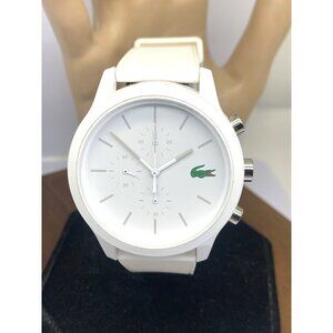 Lacoste Men's Watch 2010974 Quartz Chronograph White Dial Rubber Band 44mm